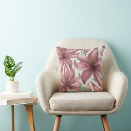 Cojín Decorativo Flores Lirio de color de agua rosa