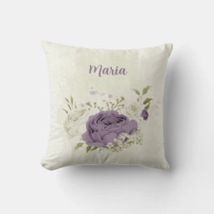 Cojín Decorativo flores malva y blancas