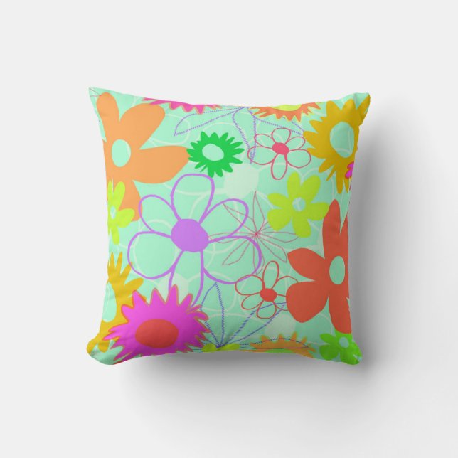 Cojín Decorativo Flores mezcladas (Anverso)