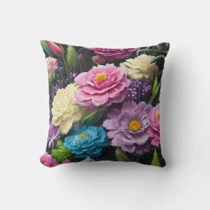 Cojín Decorativo Flores mezcladas, coloridas, primavera moderna ret