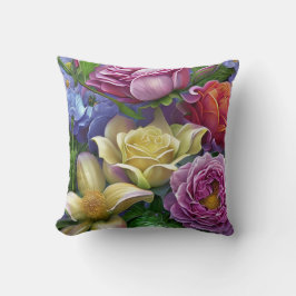 Cojín Decorativo Flores mezcladas, coloridas, primavera retro moder