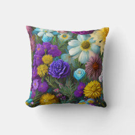 Cojín Decorativo Flores Mixtas, Coloridas, Modernidad Retro de Prim