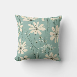 Cojín Decorativo Flores modernas de color azul claro