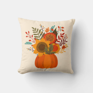 Cojín Decorativo Flores Modernas de Otoño en Calabaza