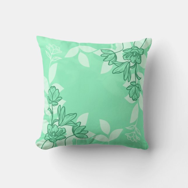 Cojín Decorativo Flores Modernas Y Ornamentos De Hojas (Anverso)