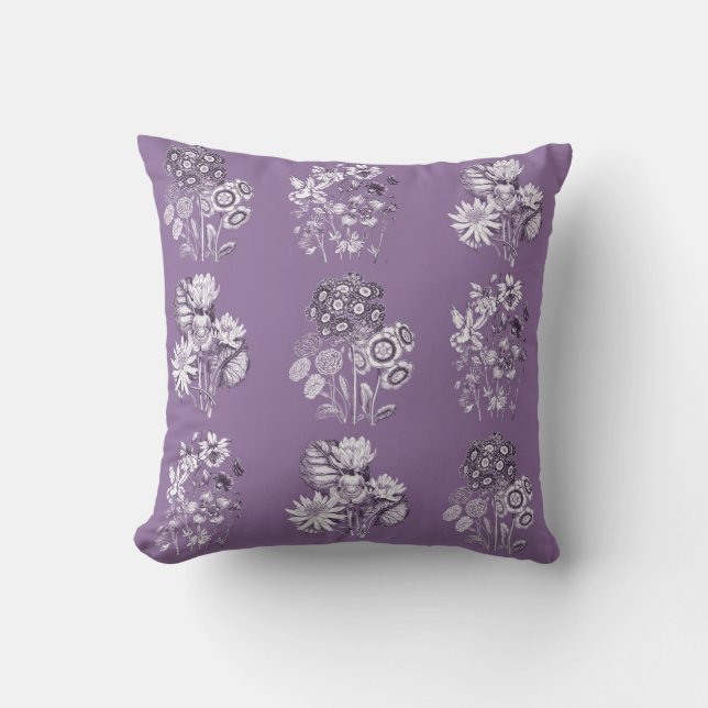 Cojín Decorativo Flores monocromas en lavanda (Anverso)