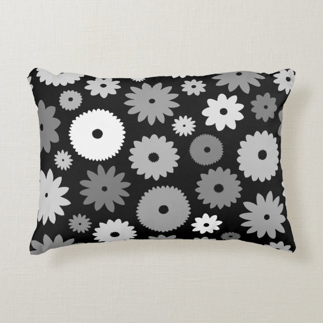 Cojín Decorativo Flores Monocromas Patrón Grande (Anverso)