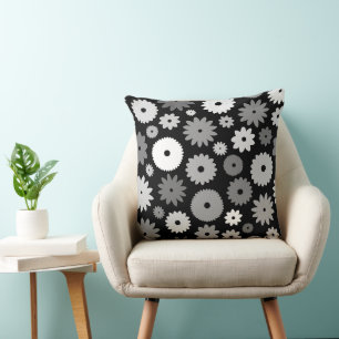 Cojín Decorativo Flores Monocromas Patrón Grande