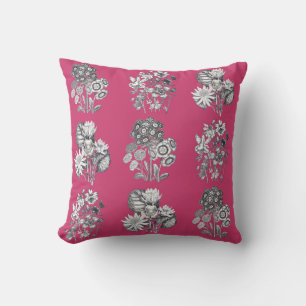 Cojín Decorativo Flores monocromas sobre fondo cereza