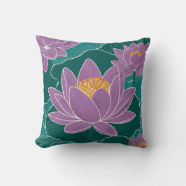 Cojín Decorativo Flores moradas de loto dibujando