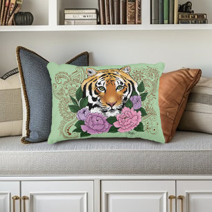 Cojín Decorativo Flores moradas rosadas del tigre Henna