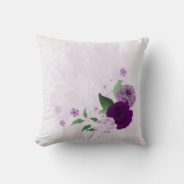 Cojín Decorativo flores moradas vegetación (Anverso)
