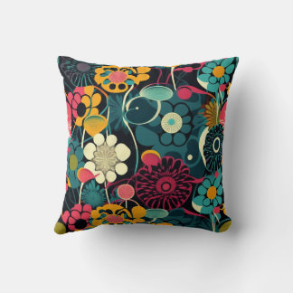 Cojín Decorativo Flores multicolores vibrantes