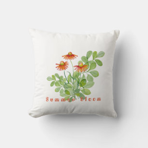 Cojín Decorativo Flores naranjas acuarelas