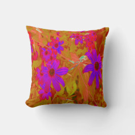 Cojín Decorativo Flores naturales coloridas ultravioletas, magenta 