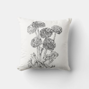 Cojín Decorativo Flores negras y blancas