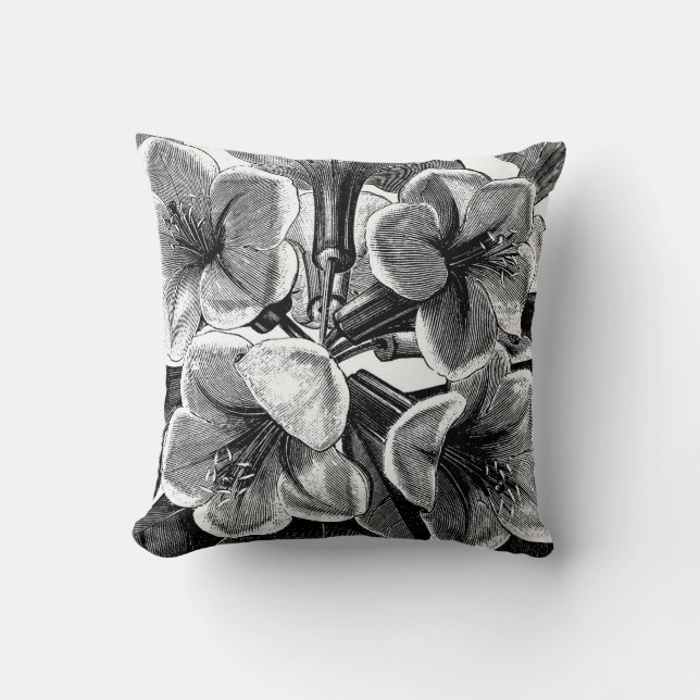 Cojín Decorativo Flores negras y blancas (Anverso)