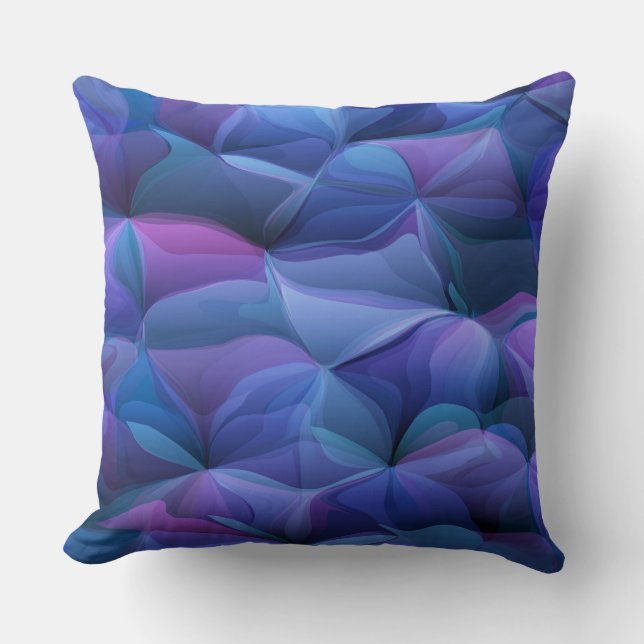 Cojín Decorativo Flores Onduladas Púrpura Y Azul (Anverso)