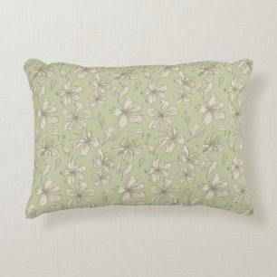 Cojín Decorativo Flores oscidas en verde oliva - patrón sin fisuras