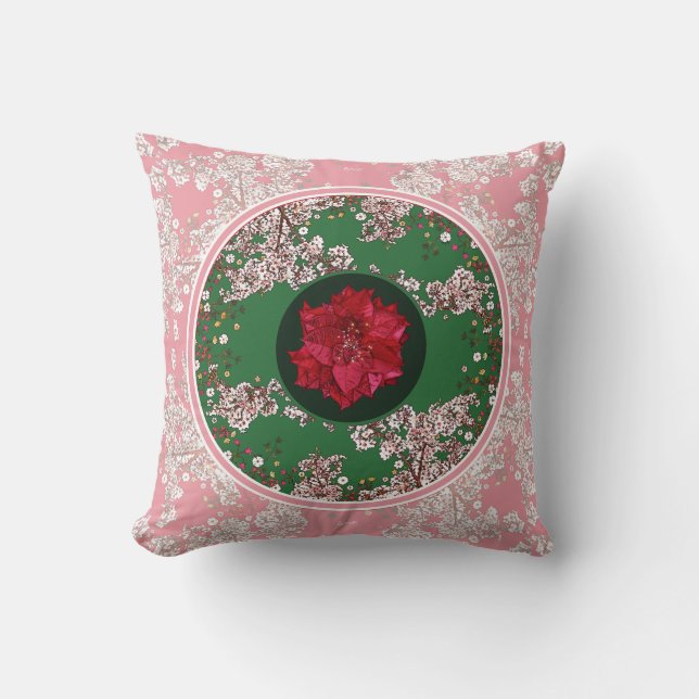 Cojín Decorativo Flores para Navidad (Anverso)