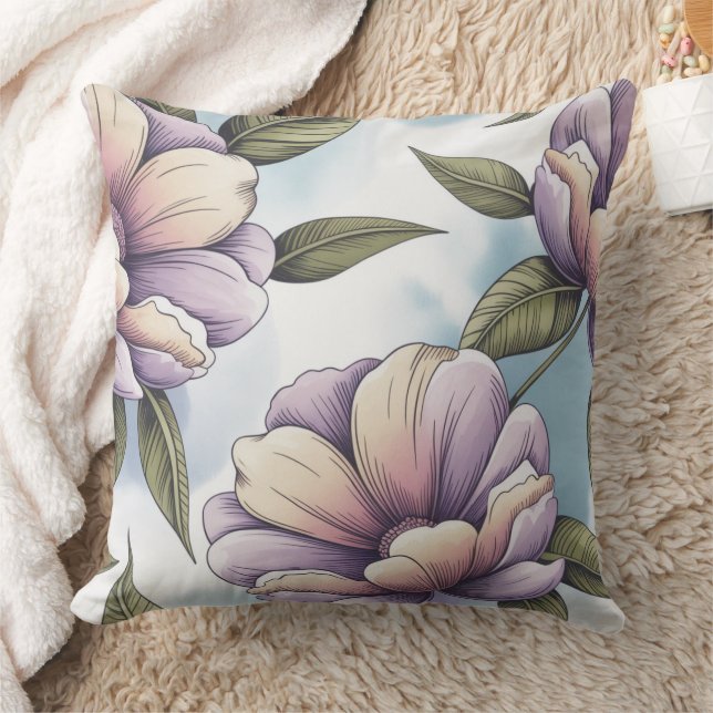 Cojín Decorativo Flores Pastel Elegantes (Manta)