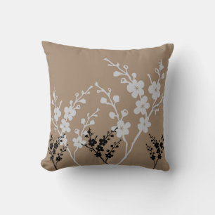 Cojín Decorativo Flores Patrón blanco y negro