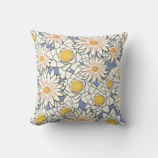 Cojín Decorativo Flores patrón lotus lirio (Anverso)