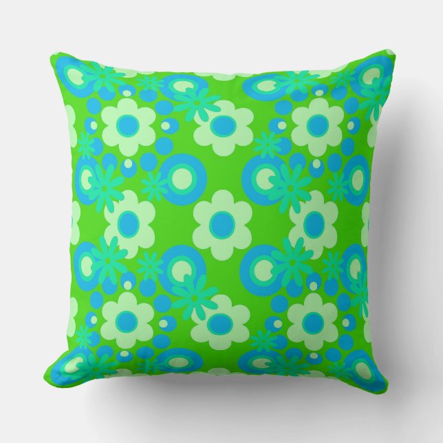 Cojín Decorativo Flores Perlas Donuts Spearmint Blue Apple Green (Anverso)