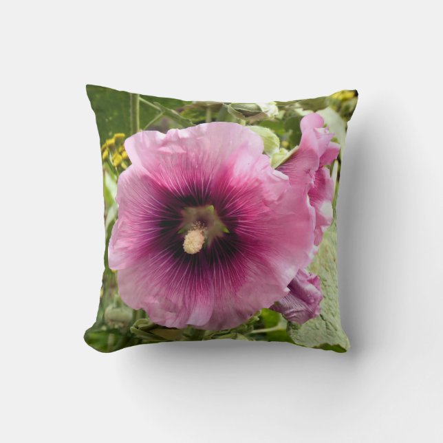 COJÍN DECORATIVO FLORES PINK HOLLYHOCK (Anverso)