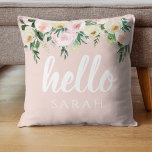Cojín Decorativo Flores Pink Pastel Modernas Hola Y Nombras<br><div class="desc">Flores Pink Pastel Modernas Hola Y Nombras</div>