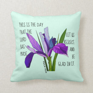Cojín Decorativo Flores pintadas, verso del salmo 118:24