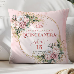 Cojín Decorativo Flores Polvorientas Boho Rosa Mejor Regalo Quince