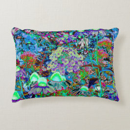 Cojín Decorativo Flores psicodélicas moradas y verdes del jardín li