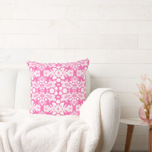 Cojín Decorativo Flores psicodélicas y rosa de Rubor cardíaco