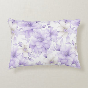 Cojín Decorativo Flores púrpura delicadas acuarela