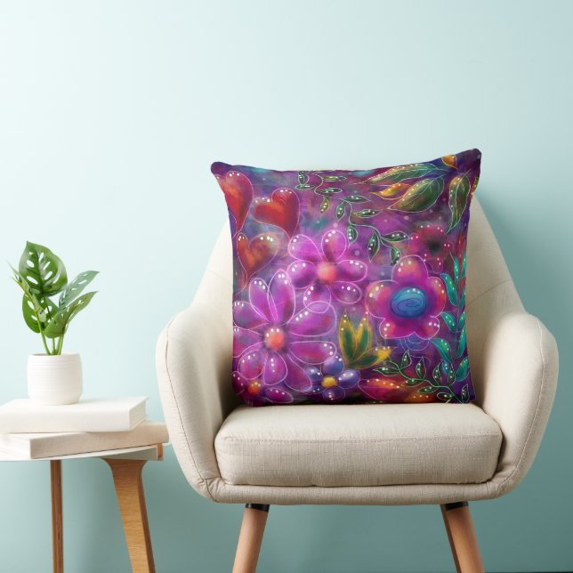 Cojín Decorativo Flores púrpura extrañas extravagantes (Silla)