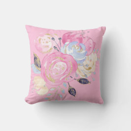 Cojín Decorativo Flores Purpurinas Pastel Gold