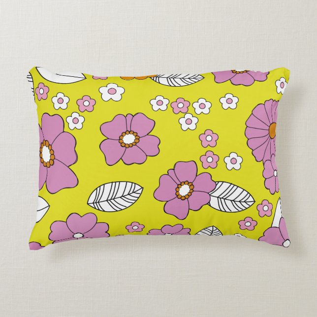 Cojín Decorativo Flores Retro 1960 (Anverso)
