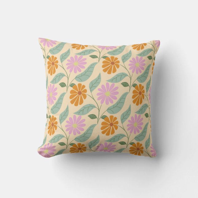 Cojín Decorativo Flores retro de primavera (Anverso)
