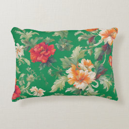 Cojín Decorativo Flores Retro Floral Elegante Patterino Verde