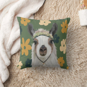 Cojín Decorativo Flores retro verdes de Boho Llama