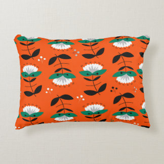 Cojín Decorativo Flores retro y hojas sin costura. 