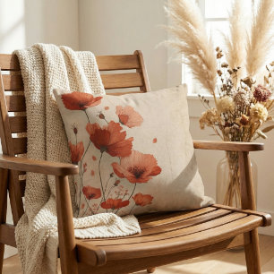 Cojín Decorativo Flores rojas.