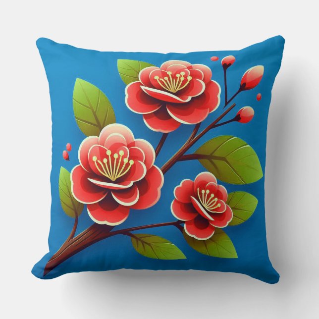 Cojín Decorativo Flores Rojas (Anverso)