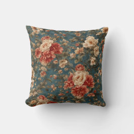 Cojín Decorativo Flores rojas de coral exquisito blanco y exuberant