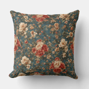 Cojín Decorativo Flores rojas de coral exquisito blanco y exuberant