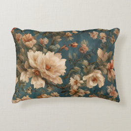 Cojín Decorativo Flores rojas de coral exquisito blanco y exuberant