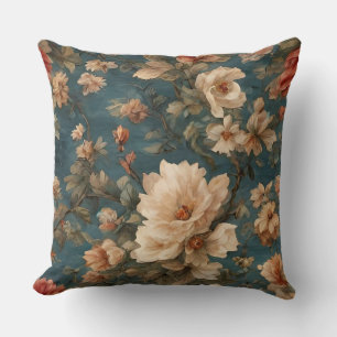 Cojín Decorativo Flores rojas de coral exquisito blanco y exuberant