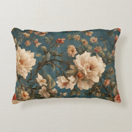 Cojín Decorativo Flores rojas de coral exquisito blanco y exuberant