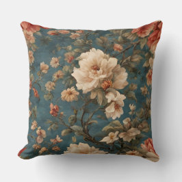 Cojín Decorativo Flores rojas de coral exquisito blanco y exuberant